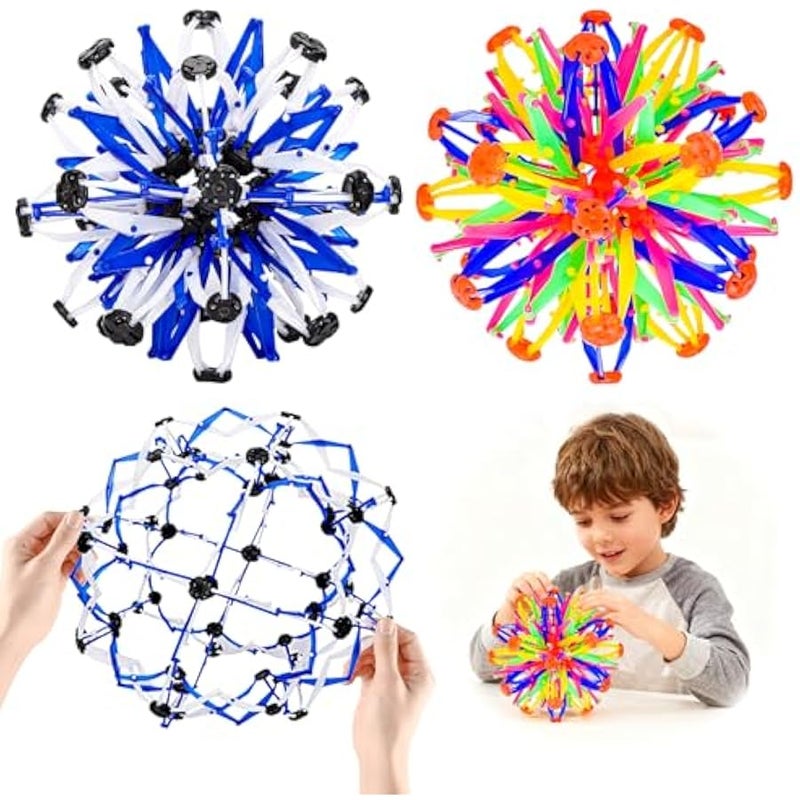 لعبة كرة سحرية قابلة للطي والتوسيع للاطفال بعمر 1 و2 و3 سنوات فما فوق من اجسيكسزلان، لعبة فيدجيت للتنفس للاطفال والكبار، العاب تفاعلية لتخفيف القلق واليقظة، قطعتين - Image 1