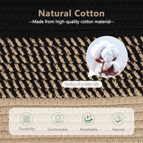 ECDYQXVU Cotton Rope Storage Basket 15x10x9 Inches Woven Basket for Shelves Clothes Towels Books and Laundry Gradient BlackBrown 1 Pack - Image 3
