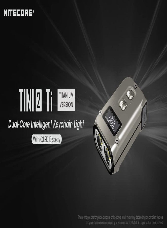 Nitecore TINI2 Titanium 500 Lumen USB Rechargeable LED Keychain Light with EdisonBright Brand Charging Adapter - Image 2