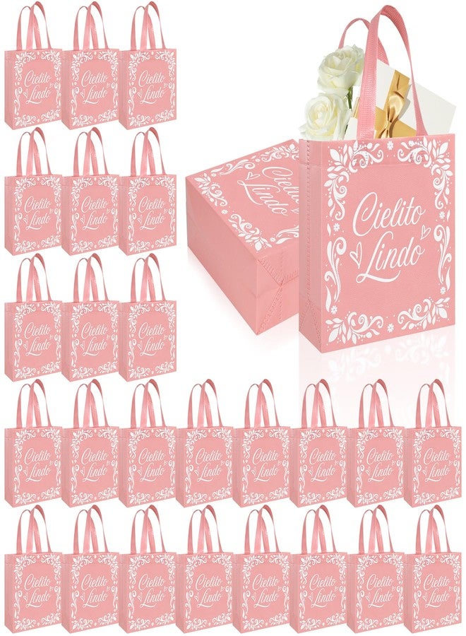 Stuffygreenus 50 Pcs Cielito Lindo Party Favor Bags Reusable Pink Mexican Gift Bags Non Woven Platos De Barro Mexicanos Candy Bag Cinco De Mayo Goodie Bags with Handles for Fiesta Mexican Baby Shower Party Favors - Image 1