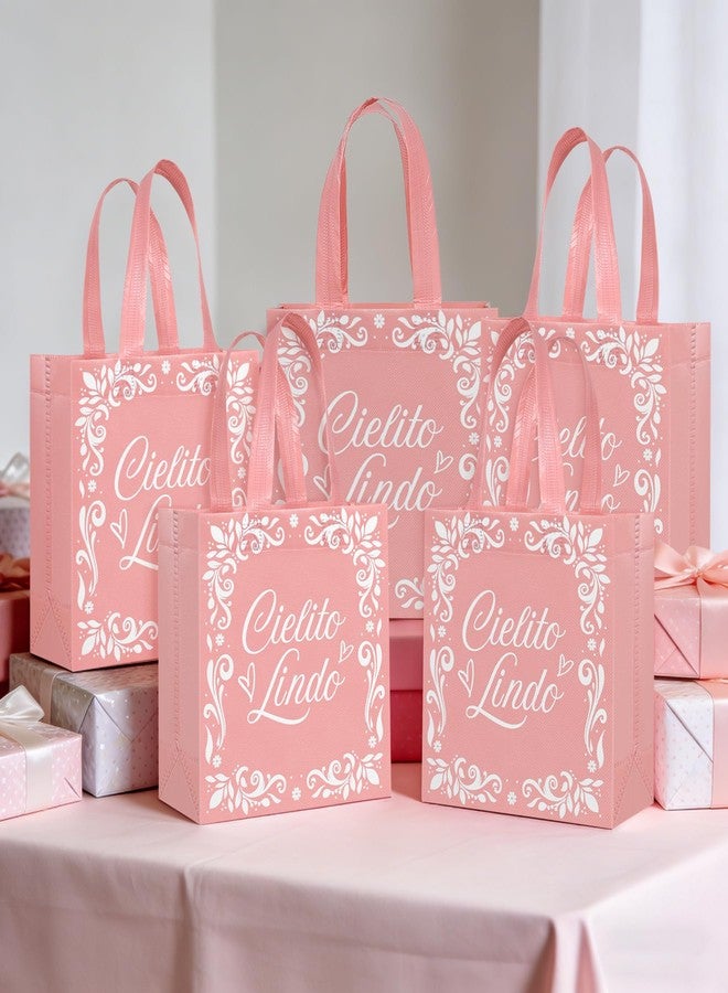 Stuffygreenus 50 Pcs Cielito Lindo Party Favor Bags Reusable Pink Mexican Gift Bags Non Woven Platos De Barro Mexicanos Candy Bag Cinco De Mayo Goodie Bags with Handles for Fiesta Mexican Baby Shower Party Favors - Image 2