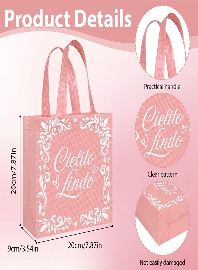 Stuffygreenus 50 Pcs Cielito Lindo Party Favor Bags Reusable Pink Mexican Gift Bags Non Woven Platos De Barro Mexicanos Candy Bag Cinco De Mayo Goodie Bags with Handles for Fiesta Mexican Baby Shower Party Favors - Image 3