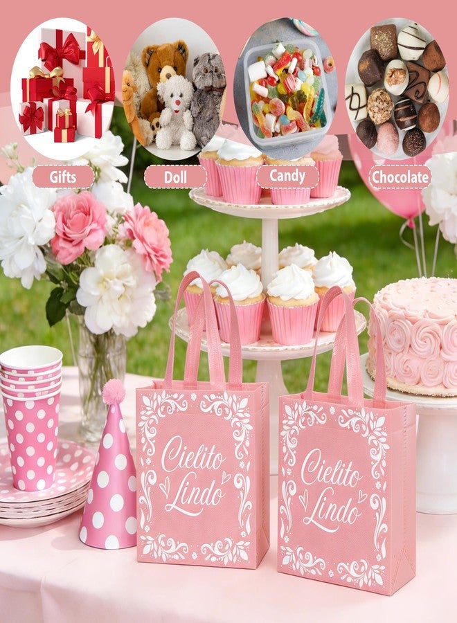 Stuffygreenus 50 Pcs Cielito Lindo Party Favor Bags Reusable Pink Mexican Gift Bags Non Woven Platos De Barro Mexicanos Candy Bag Cinco De Mayo Goodie Bags with Handles for Fiesta Mexican Baby Shower Party Favors - Image 5