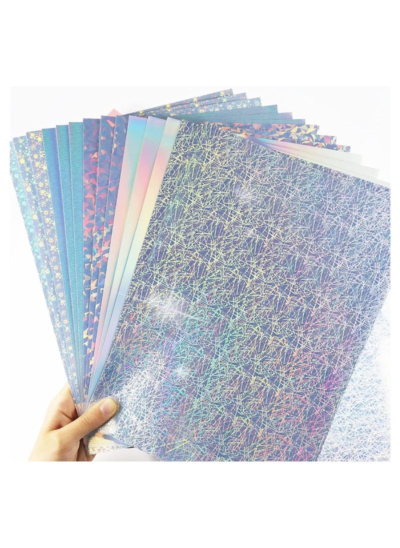 Holographic Sticker Paper Clear A4 Vinyl Self-Adhesive Waterproof Transparent Film Gem Spot Rainbow Star Pattern - Image 5
