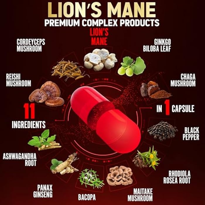 Zolotus 2 Packs 90 Capsules Lions Mane Mushroom Supplement, 6 Month Supply with Cordeyceps, Reishi, Ashwagandha, Focus, Memory and Brain Support Supplement, Immune Support, Energy Pills - Image 3