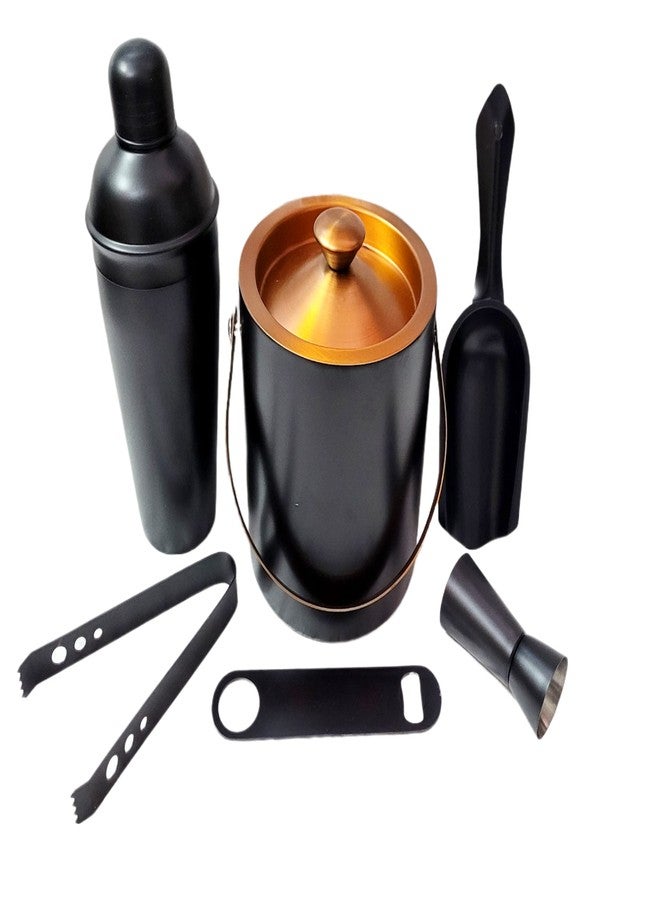 Proniks Stainless Steel Ice Bucket (1.5ltr) with Ice Tong,Peg Measure,Opener, Ice Scope and with Cocktail Shaker (750ml) in Black Color for Home and mini Bar and Cocktail Party - Image 1