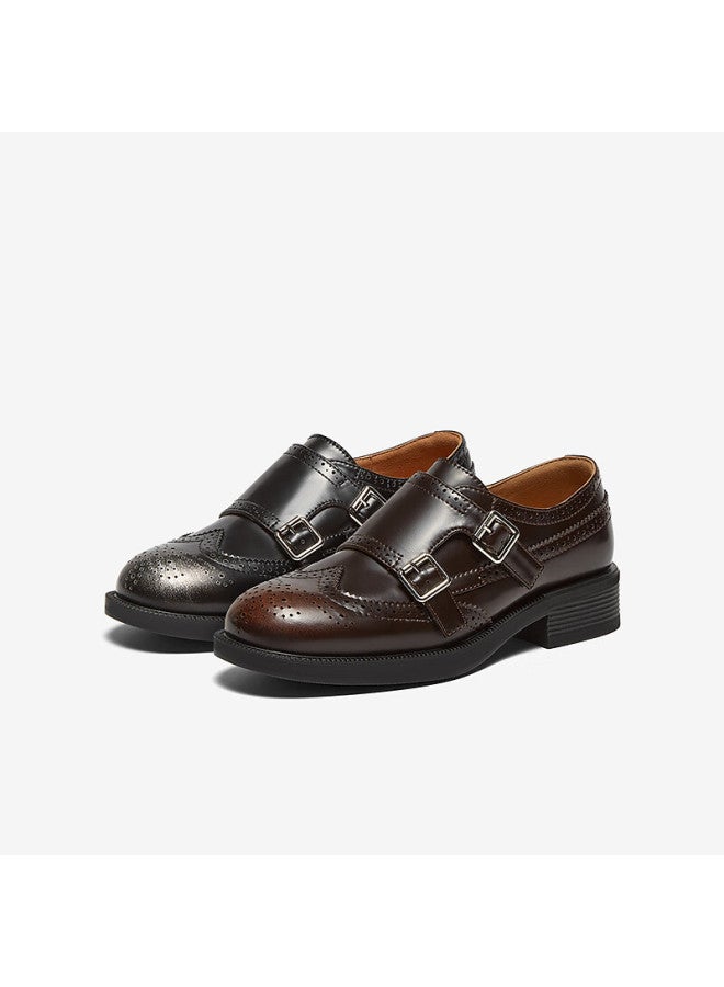 Basto 24 Spring Fashion Retro British Style Oxford Shoes Chunky Heel Women's Flats Cd462am5 Black 36 - Image 4