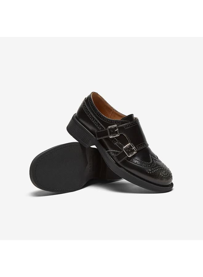 Basto 24 Spring Fashion Retro British Style Oxford Shoes Chunky Heel Women's Flats Cd462am5 Black 36 - Image 3