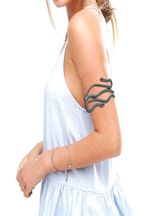 RechicGu Black and Golden Color Pack 4pcs Grecian Cleopatra Bracelet Set Armband Upper Arm Bicep Cuff Band Wrap Bangle Armlet Adjustable Belly Dance - Image 5