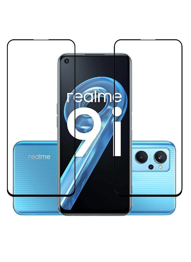 Super حماية شاشة زجاجية مقسّاة 2 قطعة 5D مصممة لهاتف Realme 9i تغطية كاملة من الحافة إلى الحافة ولصق كامل خالي من الفقاعات - Image 1