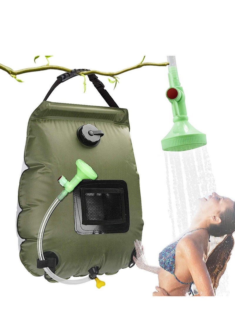 MIXDE Camping Shower,5 Gal/20L Solar Heating Camping Shower Bag with Removable Hose&On-Off Switchable Shower Head, Compact Camping Shower for Camping, Hiking, Traveling, Beach Swimming  - Image 1