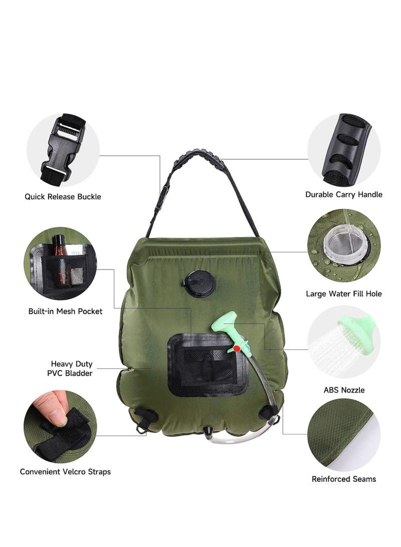 MIXDE Camping Shower,5 Gal/20L Solar Heating Camping Shower Bag with Removable Hose&On-Off Switchable Shower Head, Compact Camping Shower for Camping, Hiking, Traveling, Beach Swimming  - Image 3