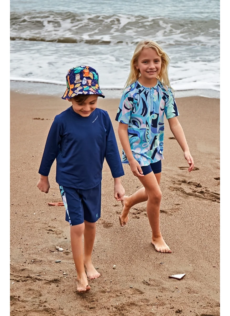 مارينا Navy Blue Patterned Boy Shorts B2433