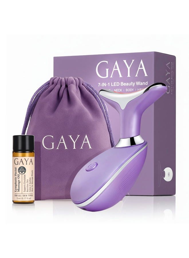Gaya 7-Color LED Face & Neck Beauty Wand – Rechargeable for Skincare Routines – Gentle Vibration & Light Support for Daily Use. - Image 1