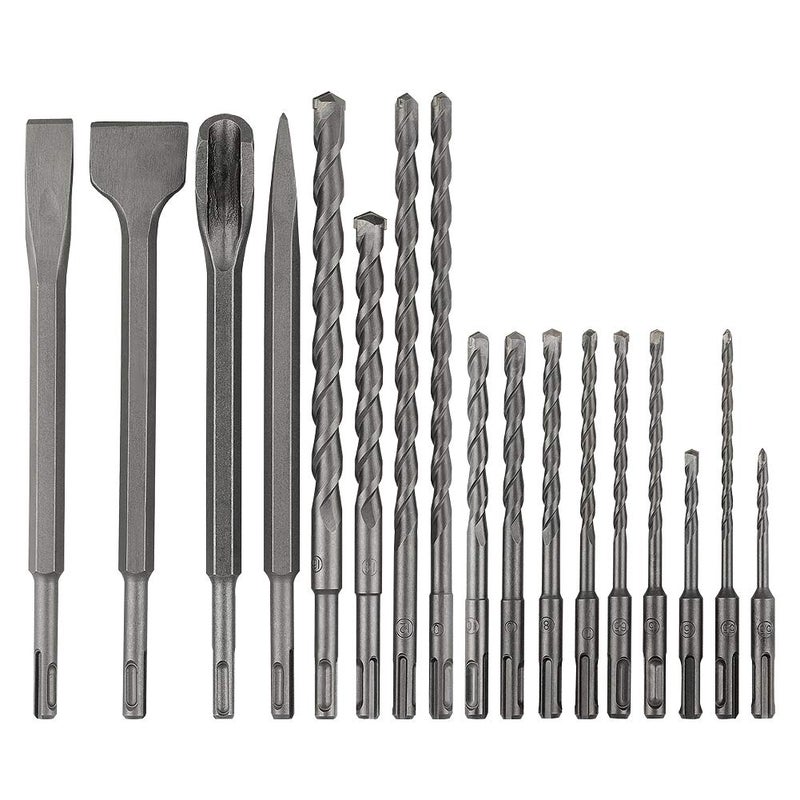 COMOWARE Rotary Hammer Drill Bits Set & Chisels- SDS Plus Concrete Masonry Hole Tool 17pcs with Storage Case - Image 2