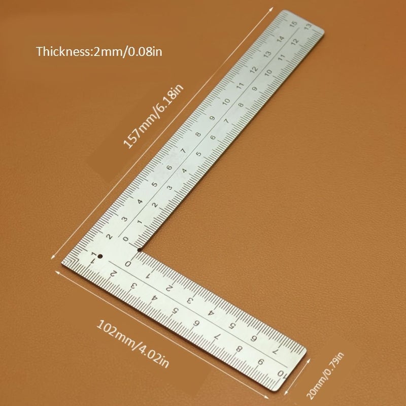 أداة معايرة مزدوجة الجوانب من الفولاذ المقاوم للصدأ السميك على شكل حرف L، مقاس 3.94 × 5.91 بوصة، لأعمال النجارة - Image 2