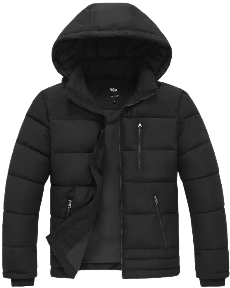 GGleaf Men's Hooded Winter Coat Warm Puffer Jacket Thicken Quilted Jacket Black XX-Large - Image 1