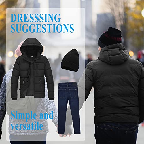 GGleaf Men's Hooded Winter Coat Warm Puffer Jacket Thicken Quilted Jacket Black XX-Large - Image 5