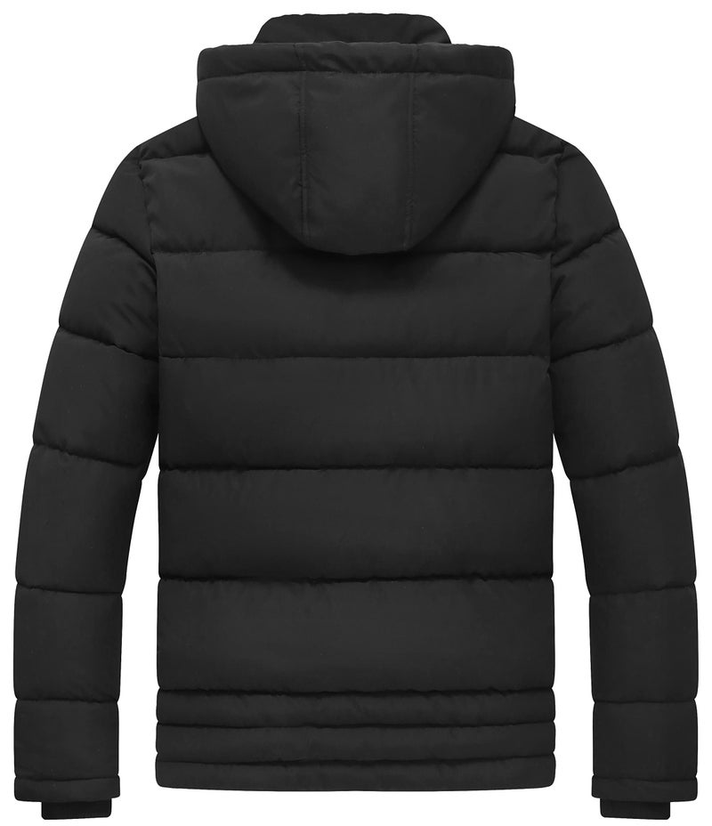 GGleaf Men's Hooded Winter Coat Warm Puffer Jacket Thicken Quilted Jacket Black XX-Large - Image 2