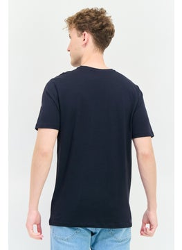 833 POLICE Men Crew Neck Short Sleeve Brand Logo T-Shirts, Navy Blue  - Image 3