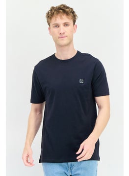 833 POLICE Men Crew Neck Short Sleeve Brand Logo T-Shirts, Navy Blue  - Image 1