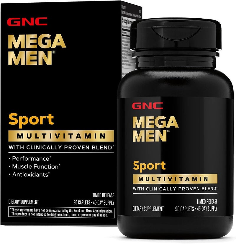 GNC ميغا مين سبورت متعددة الفيتامينات أقراص أداء رياضي تغذية وظيفة العضلات مثبت سريرياً لتحسين الشعور مضادات الأكسدة فيتامينات ب إنتاج الطاقة إطلاق مؤقت 90 حبة 45 حصة - Image 1