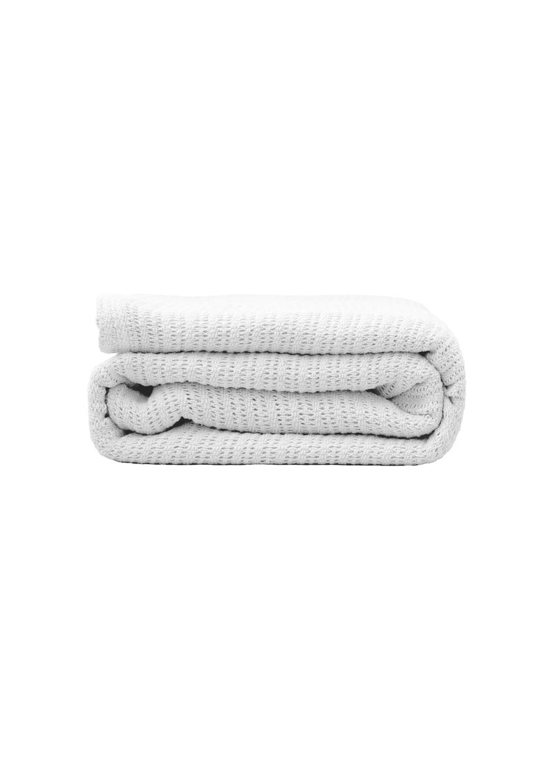GOODNIGHT Premium Organic Cotton Hypoallergenic Soft Warm and Cozy Breathable Thermal Blanket 180 X 240 for All Seasons White  - Image 1