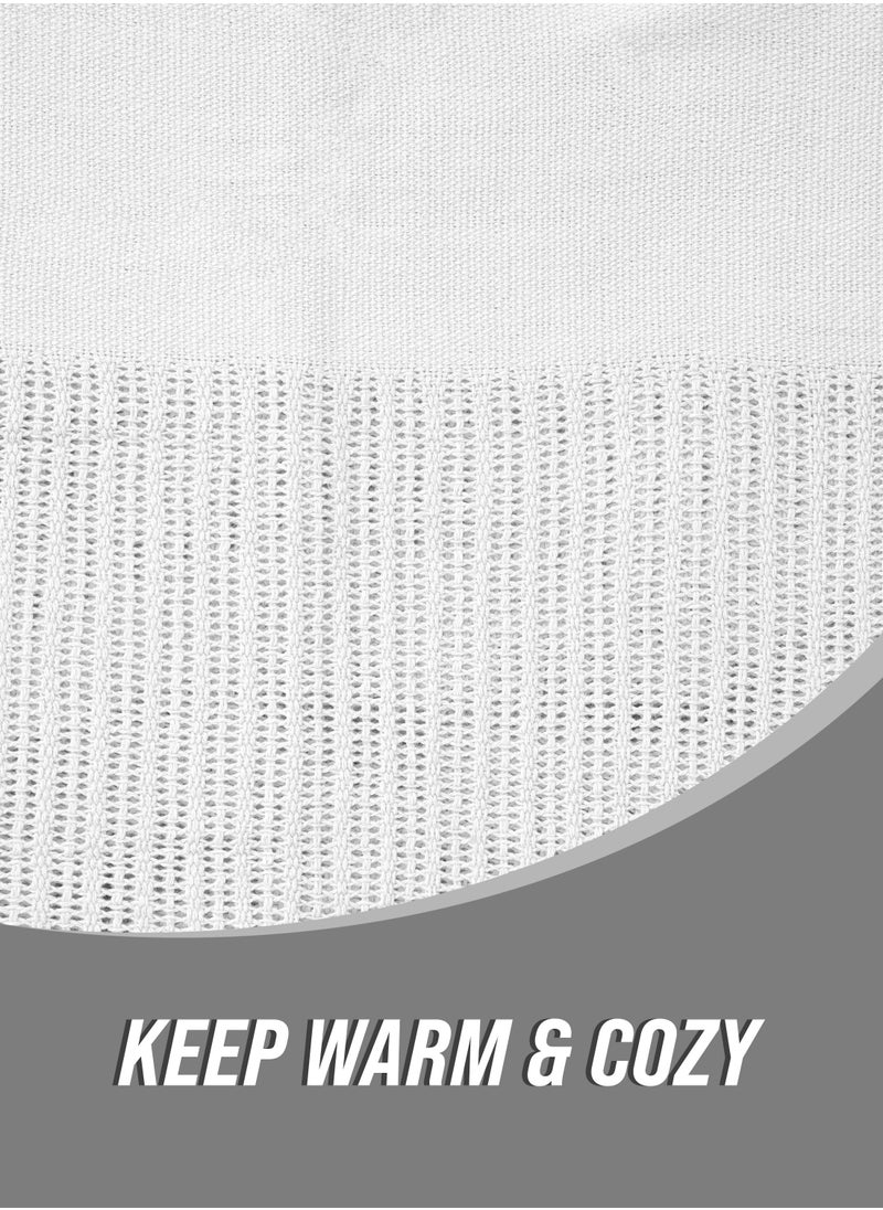 GOODNIGHT Premium Organic Cotton Hypoallergenic Soft Warm and Cozy Breathable Thermal Blanket 180 X 240 for All Seasons White  - Image 4