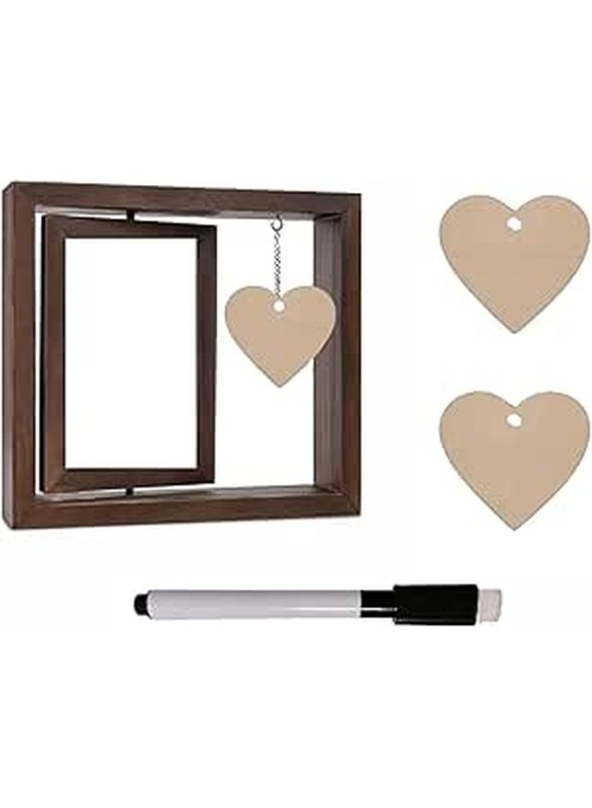 Wood Rotating Double Sided 4x6 Inch Photo Frame With Heart Message Board Tabletop Decor - Image 1