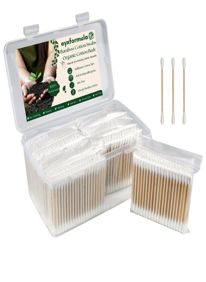 eyxformula 800 Count Bamboo Cotton Swabs - Natural Organic Cotton Buds with Double Tips, Hypoallergenic, Biodegradable Swabs for Ear Cleaning, Beauty & Personal Care, Makeup, Pet Care, Crafts - Image 1