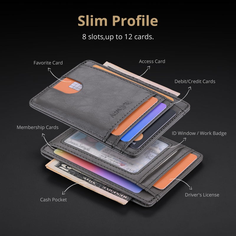 Buffway محفظة جلدية رفيعة وعصرية لحجب RFID للرجال والنساء - رمادي ألاسكا - Image 4