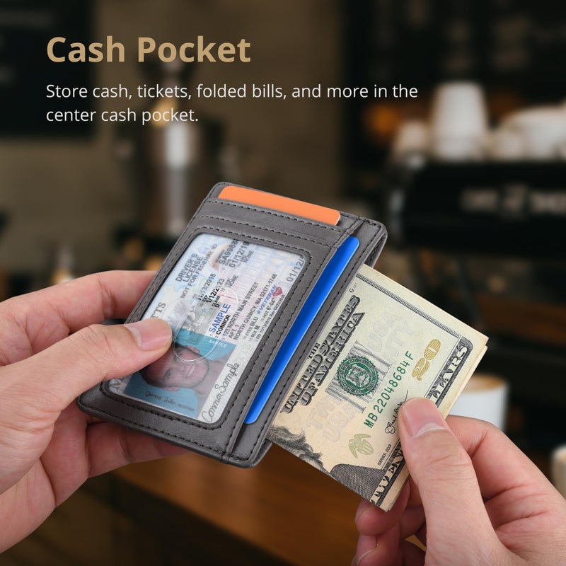 Buffway محفظة جلدية رفيعة وعصرية لحجب RFID للرجال والنساء - رمادي ألاسكا - Image 5