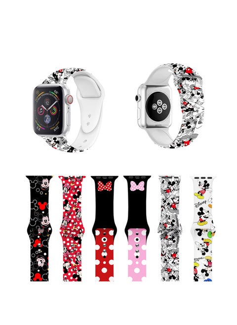 For AppleCartoon Printed Silicone Watch With Color Printing Fashion Brand Wristband For AppleWatch 87654321se-Color:A20 Nike Flyer-Specifications:38/40/41mm