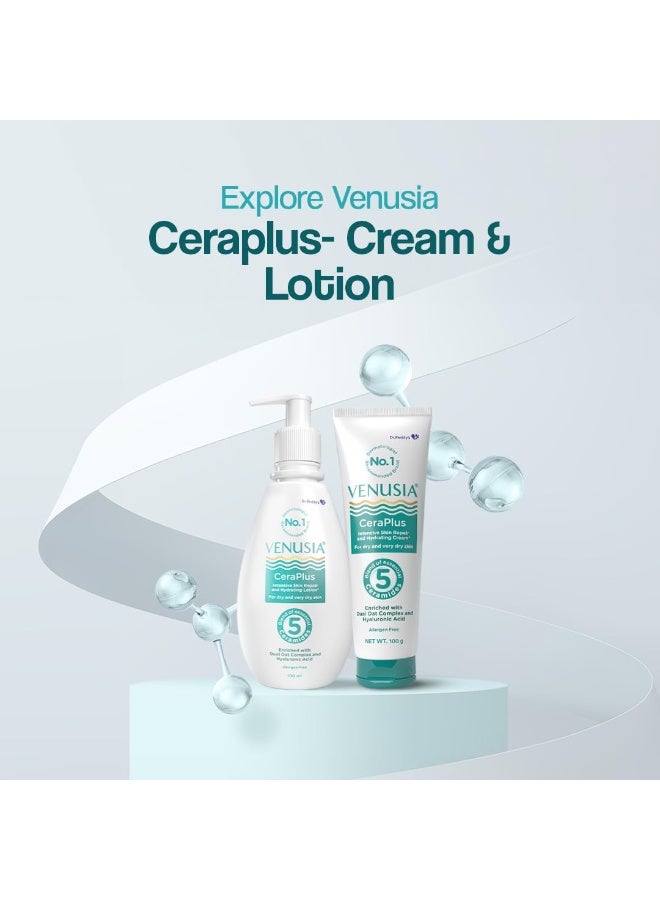 VENUSIA Dr. Reddy's Venusia CeraPlus Moisturizing Lotion For Dry Skin - Formulated With 5 Essential Ceramides, Oat Complex, Hyaluronic Acid : Hypoallergenic and Fragrance-Free : 100ml - Image 2