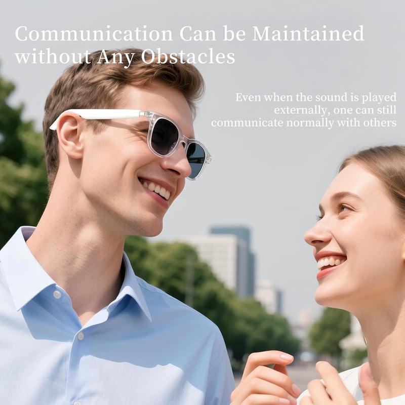 OKCSC Bluetooth Audio Glasses, Anti-Blue Light Protective Eyeglass Lenses, Semi-Open-Ear Smart Touch Eyewear for Music/Calls/Navigation, IPX5 Waterproof Indoor Outdoor Eyewear - Transparent Teal - Image 4