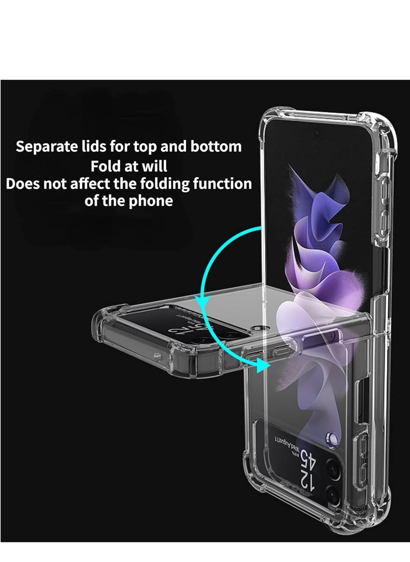 Suitable forProtective case for Samsung Galaxy Z flip 3, compatible with Magsafe, magnetic case, shockproof, anti-yellowing, anti-scratch (transparent magnetic safe)