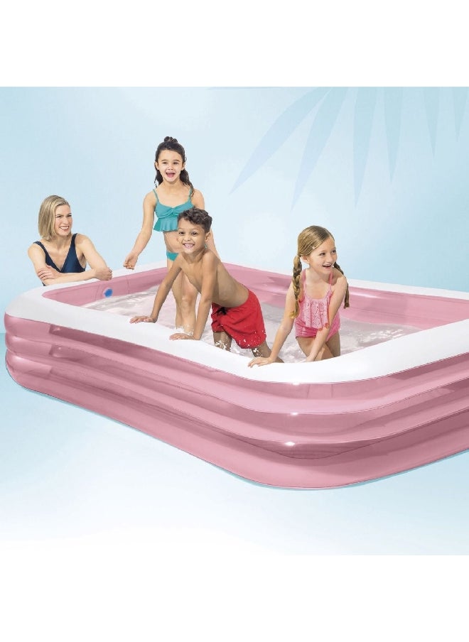 INTEX - Swim Center Rectangular Inflatable Family Pool Pink and White 56 x 183 x 305 cm INT58487 - Image 1