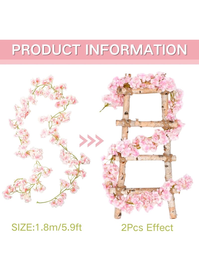 بتيمفم عبوة من قطعتين من أكاليل زهور الكرز الصناعية بطول 5.9 قدم، أزهار حريرية معلقة تشبه الحياة لحفلات الزفاف والحفلات والمنزل وديكور الحديقة - Image 5