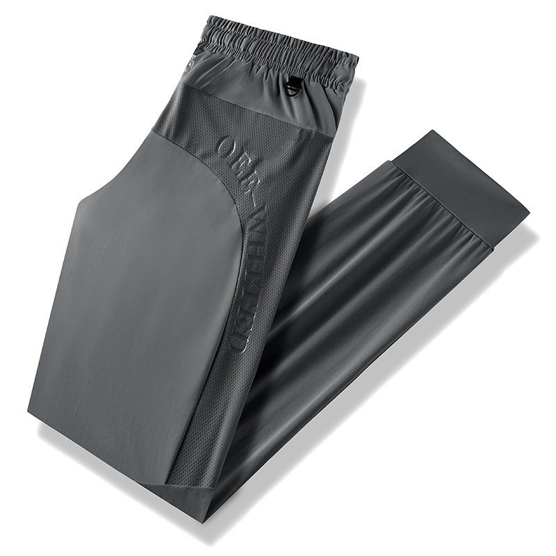 Mens Ice Silk Stretch Casual Pants Spring Summer gray toe 