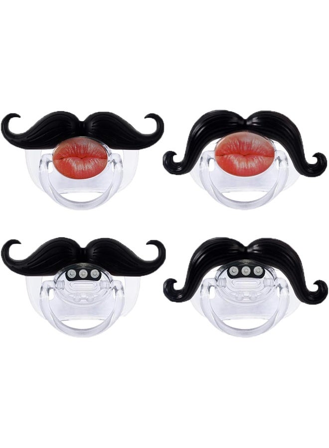 YAPROMO Funny Baby Pacifiers, Mustache Pacifier for Babies 0-36 Months, 4Pcs Mustache Binkies for Boys and Girls BPA Free - Image 1