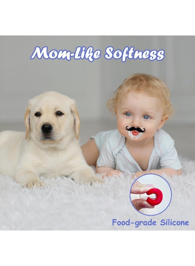 YAPROMO Funny Baby Pacifiers, Mustache Pacifier for Babies 0-36 Months, 4Pcs Mustache Binkies for Boys and Girls BPA Free - Image 4