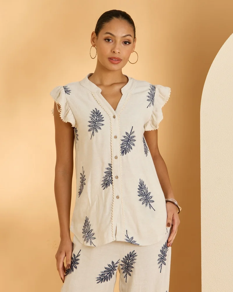 Redtag Women White Printed Casual Blouse