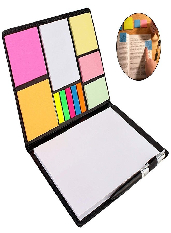 SCHUBERT Faux Leather 12 in 1 Large Size Memo Notebook Notepad with Multi Size Sticky Notes and Ballpoint Pen Diary Style - Image 2