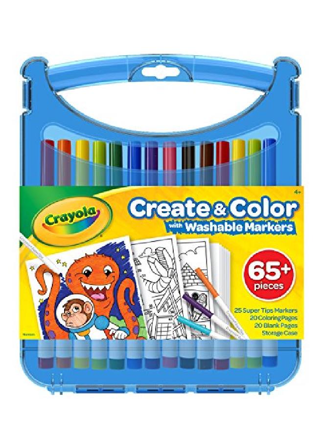 Crayola Super Tips Coloring Art Case With Coloring Pages Kids Gift 65+ Pieces Packaging May Vary - Image 1