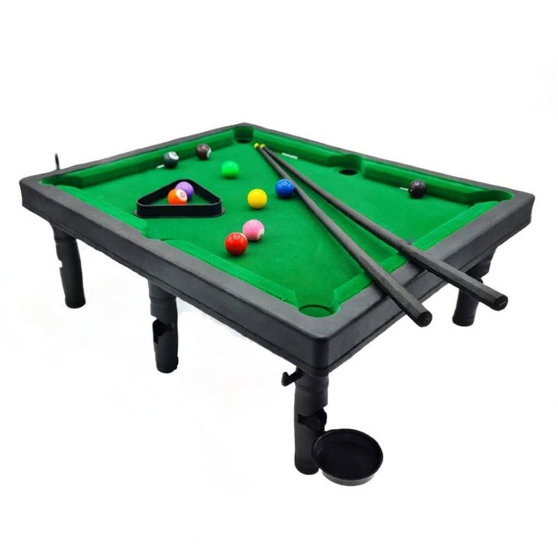 Adult Mini Plastic Pool Table - Interactive Educational Board Game Set for Home and Office - Includes Balls, Sticks, Triangle, Cleaning - Image 1