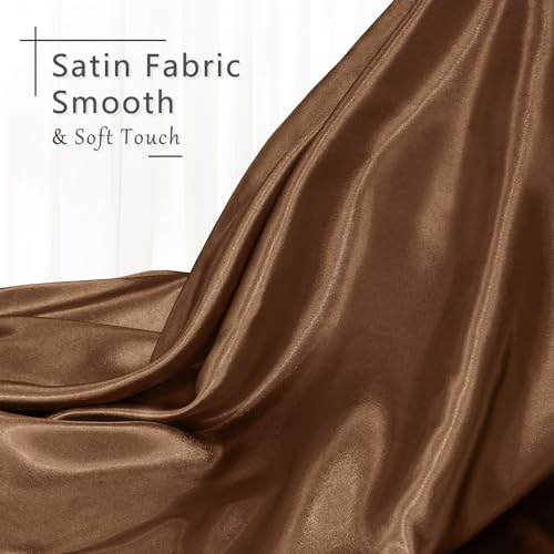 Entisn Chocolate Brown Satin Fabric by The Yard, Silky Fabric 60 Inch Charmeuse Satin Fabric, Soft Cloth Fabric for Wedding Decor, DIY Crafts, Napkins, Bridal Dress, Sewing(1 Yard) - Image 2