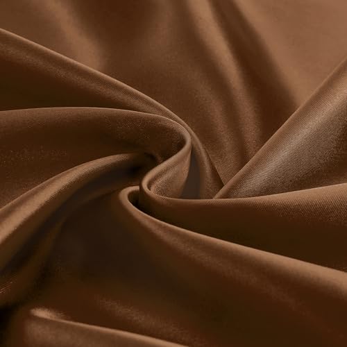 Entisn Chocolate Brown Satin Fabric by The Yard, Silky Fabric 60 Inch Charmeuse Satin Fabric, Soft Cloth Fabric for Wedding Decor, DIY Crafts, Napkins, Bridal Dress, Sewing(1 Yard) - Image 1