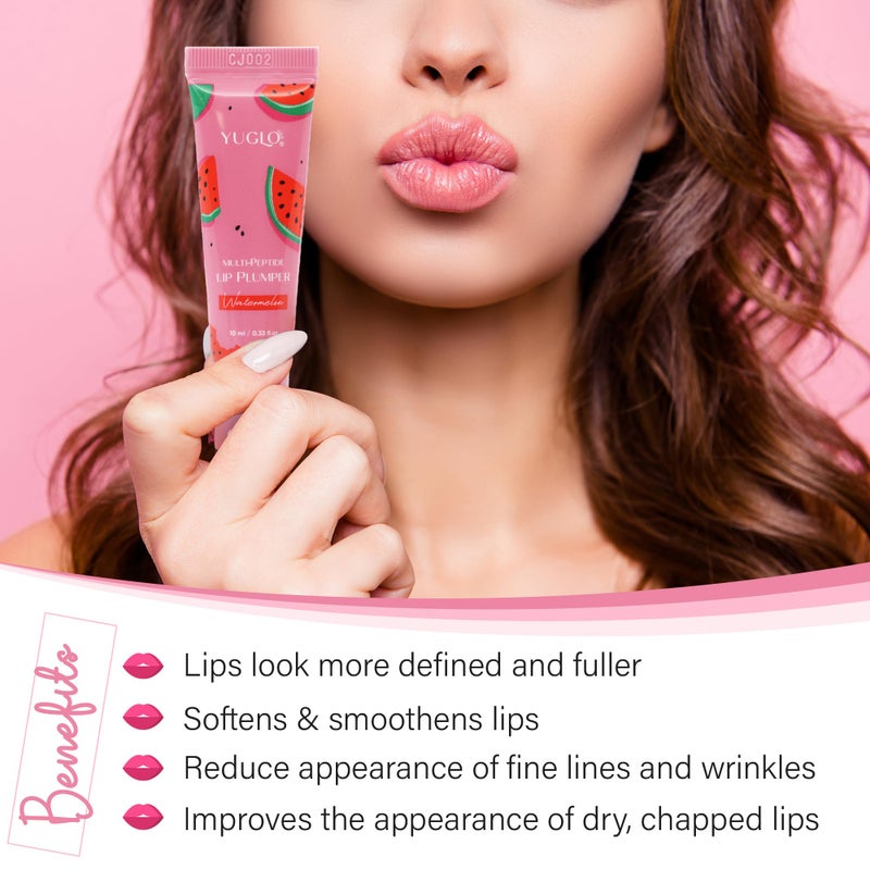 YUGLO Lip Plumping Gloss with Multi-Peptides | Watermelon Flavor | Hydrating & Nourishing Lip Gloss Treatment for Smooth, Youthful Lips | High-Shine Lip Plumper - Image 2