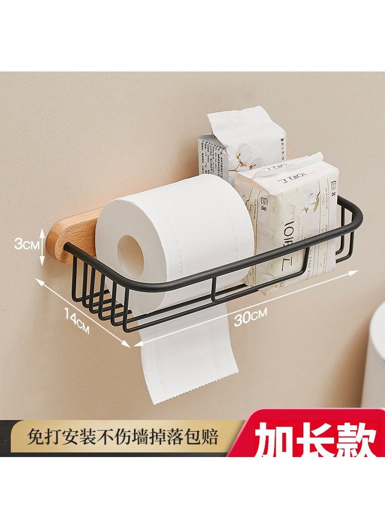 Generic - White Wooden Tissue Holder Wall-Mounted No-Drill Box Non-perforated beech black extended rectangular wastebasket - Image 1