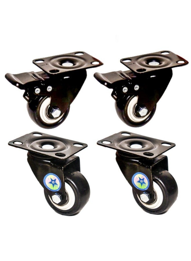 VITSZEE Heavy Duty PU Swivel Caster Wheels 1.5 inch (Pack of 4) with 360 Degree Top Plate (2 with Brakes, 2 Without Brakes) for multipurpose use in Home decor improvement - Image 4
